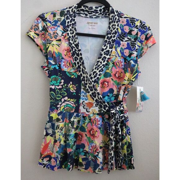 Johnny Was CSW7620 Women's Sz S Multi Layla Floral Wrap Tankini Top - Picture 1 of 9